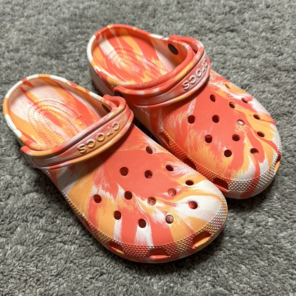 CROCS Women's Orange and White Clogs